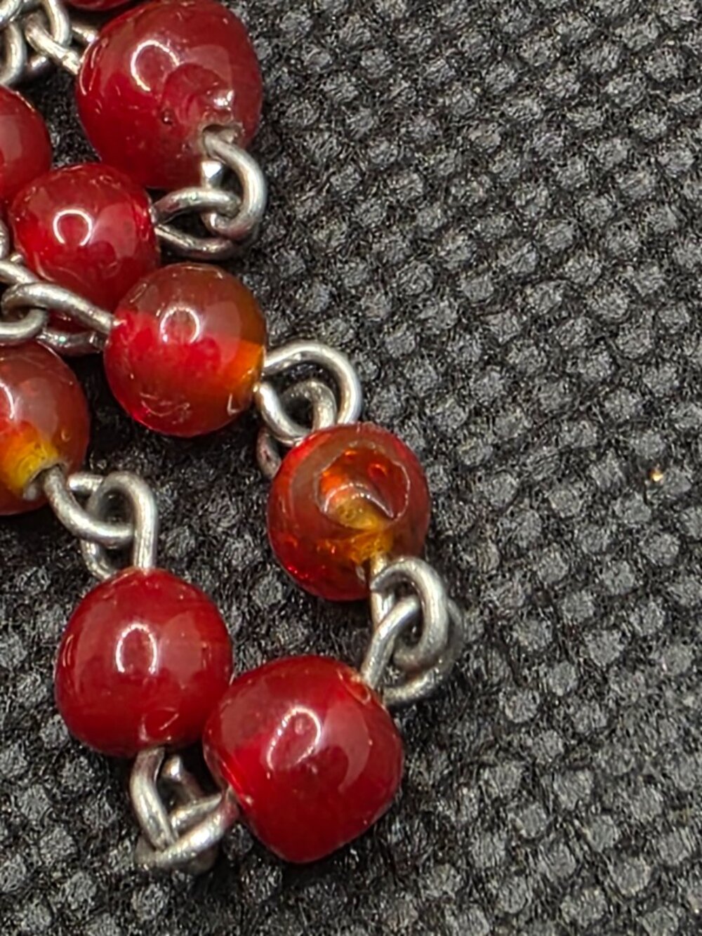 Multi-Functional Red Glass Beaded 3-in-1 Rosary Chain Lanyard & Necklace - Picture 7 of 8